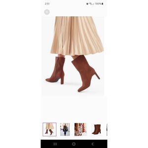 New 11E Extra Wide JustFab Brown Lillianna  Booties Boots Faux Suede